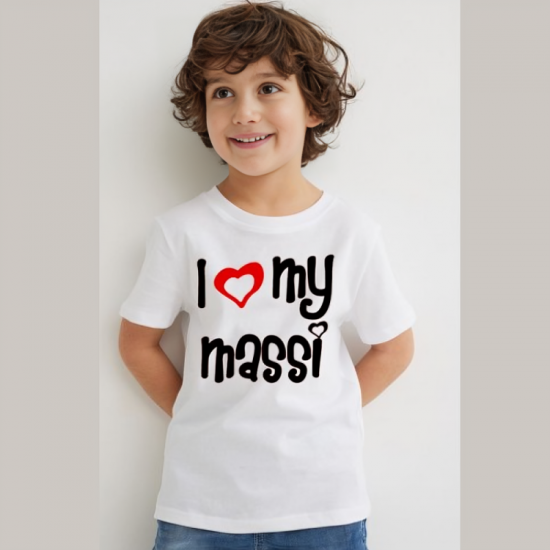 I Love My Massi' Graphic Printed Cotton Kids Gifting T-Shirts